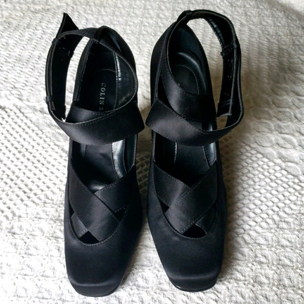 Colin Stuart Black Satin Ballet Heels